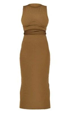 Khaki Textured Racer Neck Cut Out Midaxi Dress -Cheap Glamarish Store 75eb88a9d19fedb310604acd6cb33f88563182fd cnd1237 5