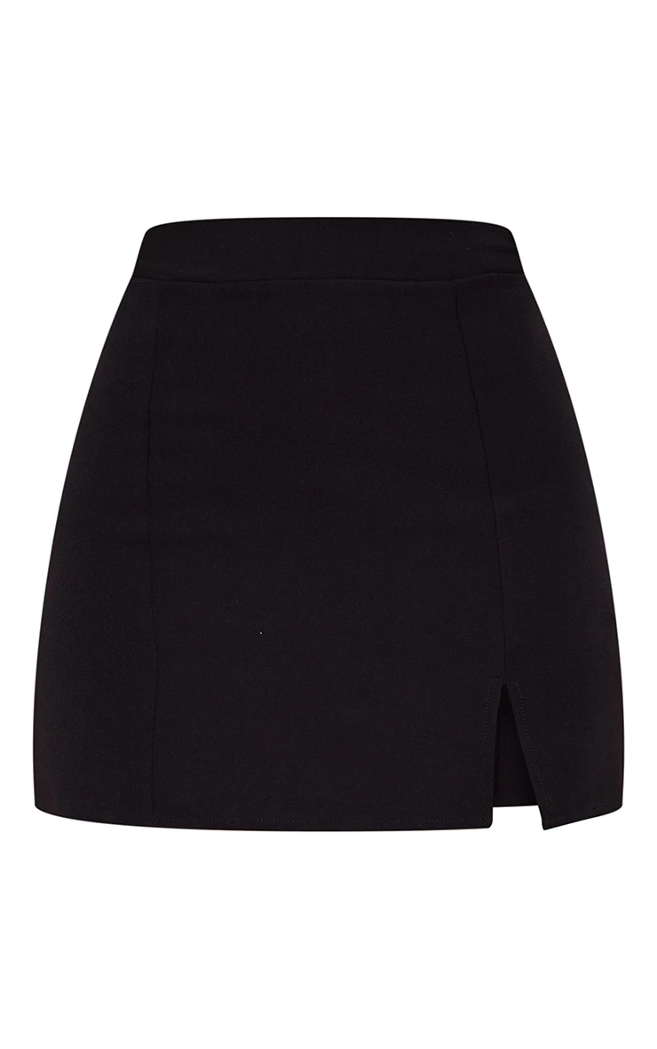 Black Woven Split Hem Mini Skirt 8 Black Woven Split Hem Mini Skirt - Image 6