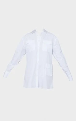 White Long Sleeve Pocket Detail Shirt Dress -Cheap Glamarish Store 7e9f0744ab6478a997189280a39b20ee6fb1a4d6 cmt6145 6