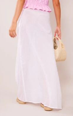 White Sheer Linen Look Wrap Over Maxi Skirt -Cheap Glamarish Store 7f7c1485f19af785570885abe04e6aea6da5a32e cne3881 3