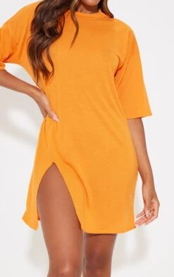 Bright Orange Split Oversized Boyfriend T Shirt Dress -Cheap Glamarish Store 8088a94650b4b5903a8662c6a90fec17a8ae87f4 cmz1950 5