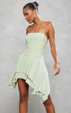 Sage Green Slinky Bandeau Asymmetric Hem Shift Dress -Cheap Glamarish Store 87a658c7374bc2bdb6a2b9d993916aa12fc7f461 cnd2350 3