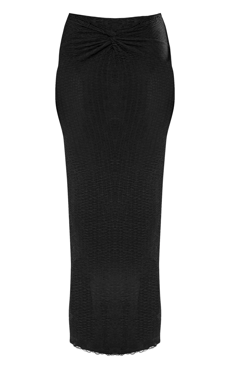 Black Laddered Jersey Knot Front Maxi Skirt 7 Black Laddered Jersey Knot Front Maxi Skirt - Image 5