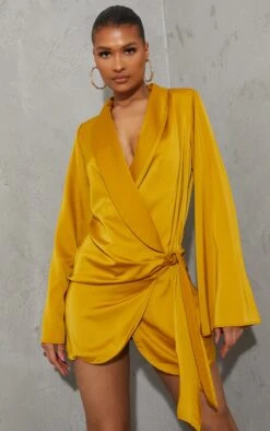 Chartreuse Extreme Plunge Tie Detail Shift Blazer Dress -Cheap Glamarish Store 8c7e96f83cf387acf59d1f64f9c76d16cd53e2d2 cms0114 1