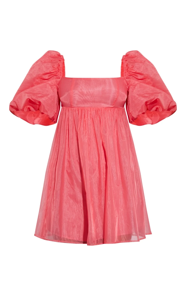 Pink Puff Sleeve Organza Shift Dress 7 Pink Puff Sleeve Organza Shift Dress - Image 5