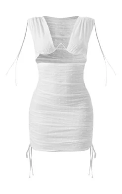 White Broderie Anglaise Plunge Cut Out Ruched Bodycon Dress -Cheap Glamarish Store 8d78b20d6224fa344473f0433765364467858598 cne1368 5