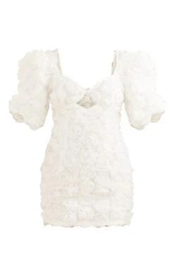 White Rose Applique Puff Sleeve Cup Detail Bodycon Dress -Cheap Glamarish Store 8f4eb3d26f971fe9c9fa994a2ccf3e5d4fba9da3 cnd2175 5