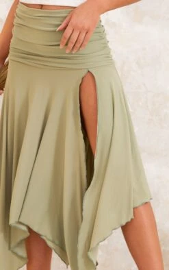 Sage Green Soft Touch Ruched Asymmetric Midi Skirt -Cheap Glamarish Store 8f92bac9c1915774c708730a6ac5177165ba91f6 cne3827 4
