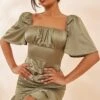 Olive Satin Ruched Side Frill Hem Bodycon Dress -Cheap Glamarish Store 915668d7c46f4487a99dde14cd35a661f6501469 cnd2066 1