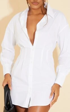 White Fitted Waist Long Sleeve Button Shirt Dress -Cheap Glamarish Store 979de9f5999a320ef235ee81e5dfd503d9f3b60f cmt6175 5