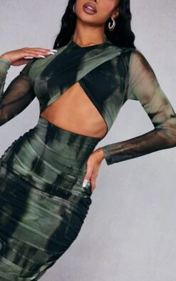 Khaki Abstract Print Mesh Wrap Cut Out Midaxi Dress -Cheap Glamarish Store 98db0b0fc5126ad6c6b4dd0a9e467774d887a852 cnc7764 4