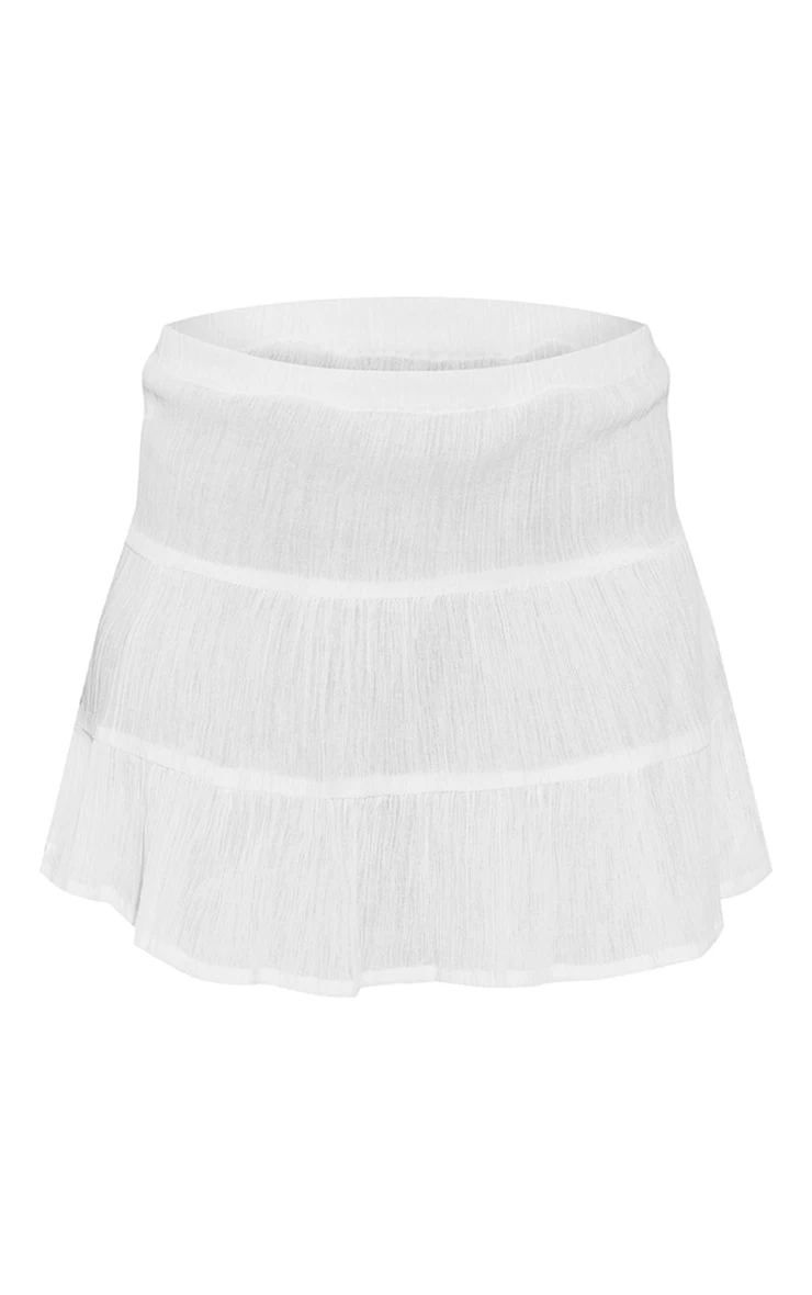 White Cheesecloth Tierred Frill Mini Skirt 8 White Cheesecloth Tierred Frill Mini Skirt - Image 6