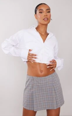 Light Grey Checked Print Pleat Front Tailored Mini Skirt -Cheap Glamarish Store 9a81bea230e56309d5b25ad63c9ab94d556fe7e7 cnd9983 4