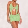 Lime Knitted Crochet Extreme Cut Out Mini Dress