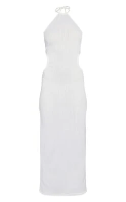 White Textured Rib Halterneck Cut Out Midaxi Dress -Cheap Glamarish Store 9aa57fe98a3ca9bd3614940f061daab6ef98c3ea cne2872 5