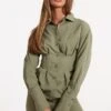Sage Khaki Corset Waist Shirt Dress -Cheap Glamarish Store 9b3fd7c5a79fe872e19710a67462717412400059 cnc7002 1