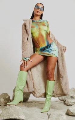 Multi Body Print Low Rise Micro Mini Skirt