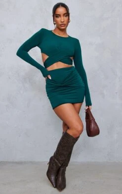 Green Cross Detail Shoulder Pad Mini Bodycon Dress -Cheap Glamarish Store 9df2259dbbe0dd4624ba9d05cd08c1b76694a1c1 cnb2759 3