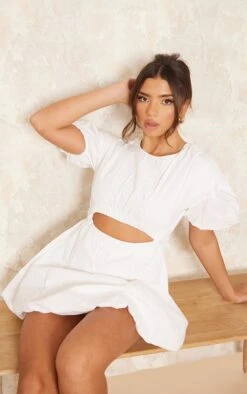 White Cotton Poplin Puff Sleeve Shift Dress -Cheap Glamarish Store 9e0d1408a9ae649eef1e92f6e028360973d831e7 cnd1208 1