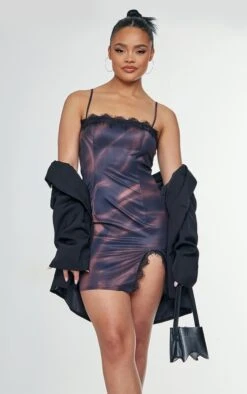 Brown Abstract Print Lace Detail Strappy Shift Dress -Cheap Glamarish Store 9fa5dd76728e9b78c1004e82c239b90b05e3ae4f cnc8297 3