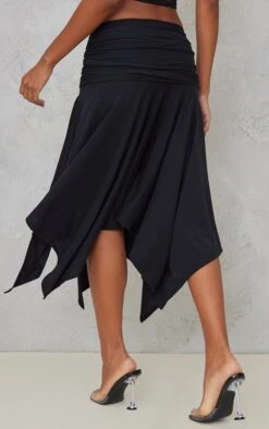 Black Soft Touch Ruched Asymetric Midi Skirt -Cheap Glamarish Store a015511b49c2574475123af7162324fc9977f2ad cnd3695 3