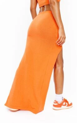 Orange Knit Extreme Split Maxi Skirt -Cheap Glamarish Store a68b4e7d8fe3ab7902e191d8f13983b0d2de5c2f cne6281 3