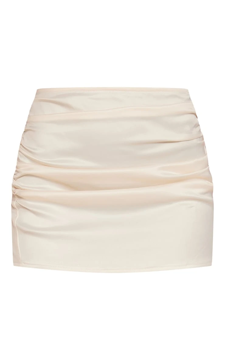 Cream Satin Ruched Mini Skirt 8 Cream Satin Ruched Mini Skirt - Image 6
