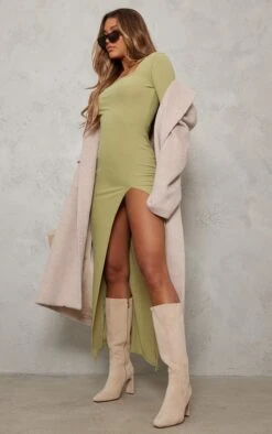 Sage Khaki Square Neck Split Hem Midaxi Dress -Cheap Glamarish Store b02da0c889b24811083662f46b2ade78ffc6e0ff cnd4088 3