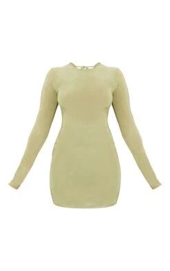 Olive Slinky Backless Tie Detail Long Sleeve Bodycon Dress -Cheap Glamarish Store b34e79dc8557ff9a157de38db856ec2721dd2080 cnc7749 5