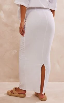 White Woven High Waist Split Hem Midaxi Skirt -Cheap Glamarish Store b9d2e576fce5495b9e11677925abffd20f6220e6 cnd4582 3