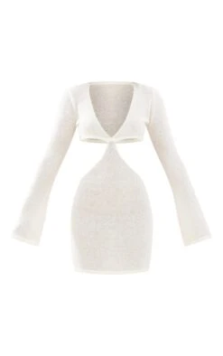 White Bobble Knit Long Sleeve Cut Out Mini Dress -Cheap Glamarish Store ba144f2304344af7c6bccb2bd22ce3e3c5169165 cne1083 5