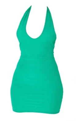 Green Ribbed Halterneck Tie Back Bodycon Dress -Cheap Glamarish Store bb1643c57c0aba6d64b2323fb743f6b519b512cb cmt9494 6