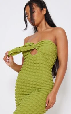 Olive Textured Bandeau Tie Front Maxi Dress -Cheap Glamarish Store bbf1a6bfff8ac71ea62f81ab70b3c9597bab5ee2 cmz4667 5