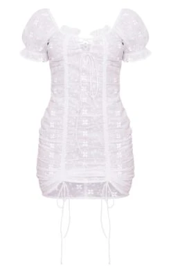 White Broderie Lace Up Ruched Bodycon Dress -Cheap Glamarish Store bcfe43ea288b95dd4c6cf632ebe0822d97e70aef cnd5477 5