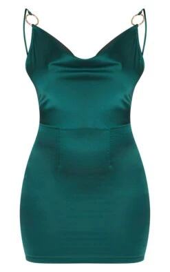 Emerald Green Satin Cowl Neck Ring Detail Bodycon Dress -Cheap Glamarish Store bd0beff7d561c66eaa586b2914a90aa70a703a88 CLZ6395 3