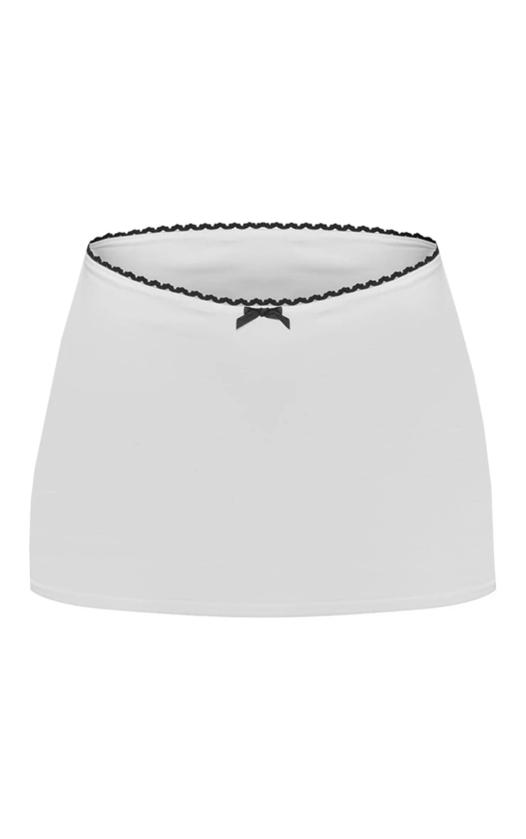 White Scalloped Trim Detail Cotton Low Rise Micro Mini Skirt 8 White Scalloped Trim Detail Cotton Low Rise Micro Mini Skirt - Image 6