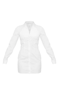White Pleated Bust Detail Shirt Dress -Cheap Glamarish Store c038beca2c48b84406916f7ed48850bc035257f2 cnd4044 5