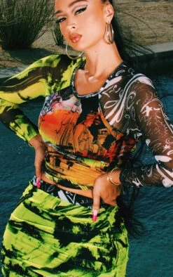 Multi Abstract Print Ruched Mesh Mini Skirt -Cheap Glamarish Store c4ac3a48361d85a3ccac38d62985f94c8e14ca25 CMZ7451 4