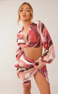 Rose Printed Twist Front Split Leg Mini Skirt -Cheap Glamarish Store c5a58f2a62b1454717e8307348ea5f1808334ee2 cne4425 4