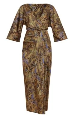 Khaki Animal Print Satin Batwing Plunge Split Midaxi Dress -Cheap Glamarish Store c661d3f09391a04076f67765d7a45a9e19495ba2 cnc9995 5