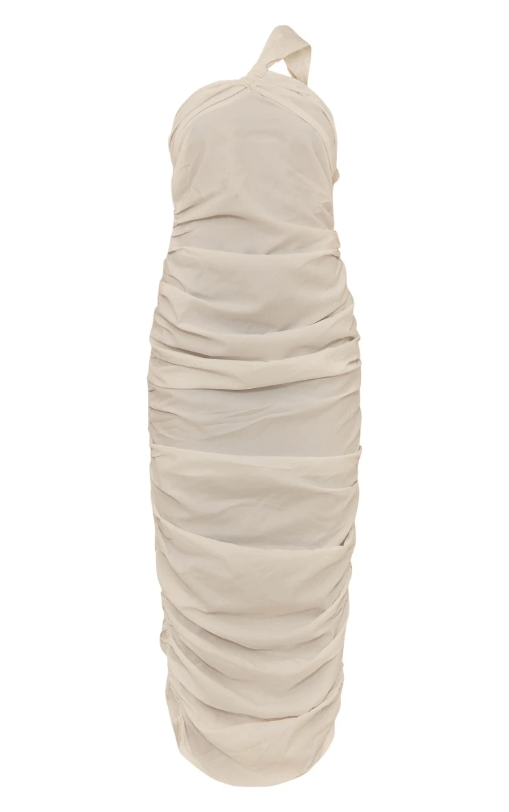 White Knot One Shoulder Ruched Midaxi Dress 7 White Knot One Shoulder Ruched Midaxi Dress - Image 5