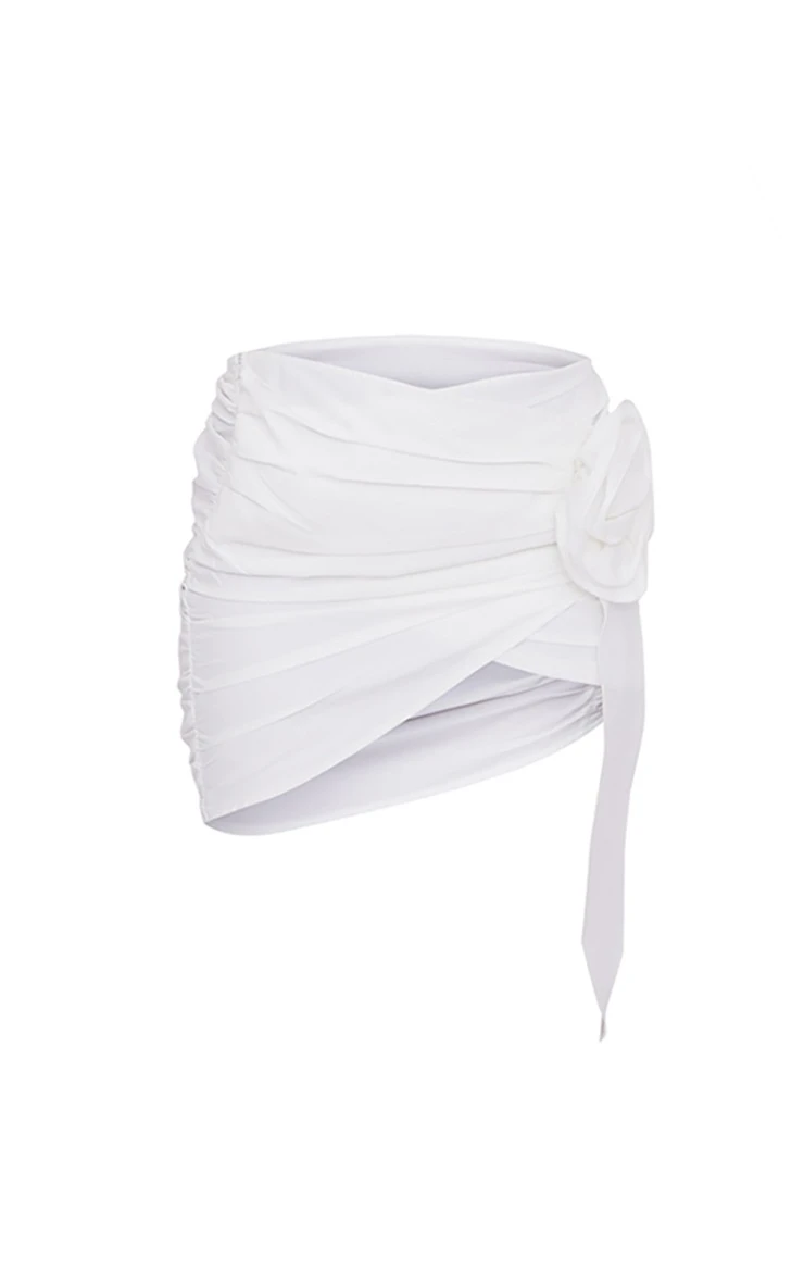 White Rose Detail Wrap Skirt 7 White Rose Detail Wrap Skirt - Image 5