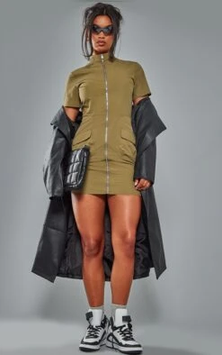 Khaki Parachute Cargo Zip Through Shirt Dress -Cheap Glamarish Store c9f570062edcf21648151b5080017f5dc0b1a811 cna6854 3
