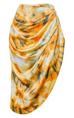 Orange Tie Dye Ruched Side Midi Skirt -Cheap Glamarish Store cc30849a892ed2c1018fcf32960a875f1129d489 CMF1614 3