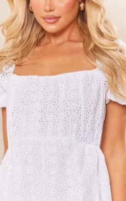 White Broderie Anglaise Puff Sleeve Detail Shift Dress -Cheap Glamarish Store cd626482c134168a1ccad5f3d3c4375f3e5385b3 cnd4303 4