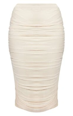 Champagne Mesh Ruched Midi Skirt -Cheap Glamarish Store d6f18f20504bb60e21250004d69389ca06be3f19 cnb2340 5