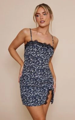 Navy Ditsy Print Lace Detail Strappy Shift Dress -Cheap Glamarish Store da79add0d87bba36194c34e19c34d71baa703d12 cnc8296 3