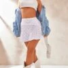 White Jersey Broderie Knot Front Flippy Mini Skirt -Cheap Glamarish Store db81024707c430908c0557cd5e09b24206251166 cne3847 1