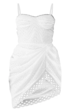 White Broderie Knot Drape Detail Shift Dress -Cheap Glamarish Store dc6080376f4805c5b9152f921de8c9f39f855052 cne2961 5