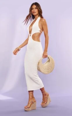 White Contrast Stitch Crochet Knit Maxi Dress -Cheap Glamarish Store dca720de76457c75ee34883d5e1026c70d091d5a cne1082 3